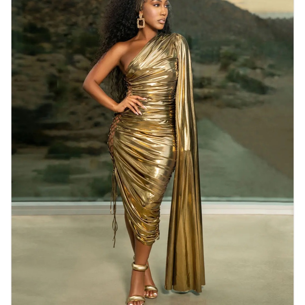 Glamorous Metallic One Shoulder Dress